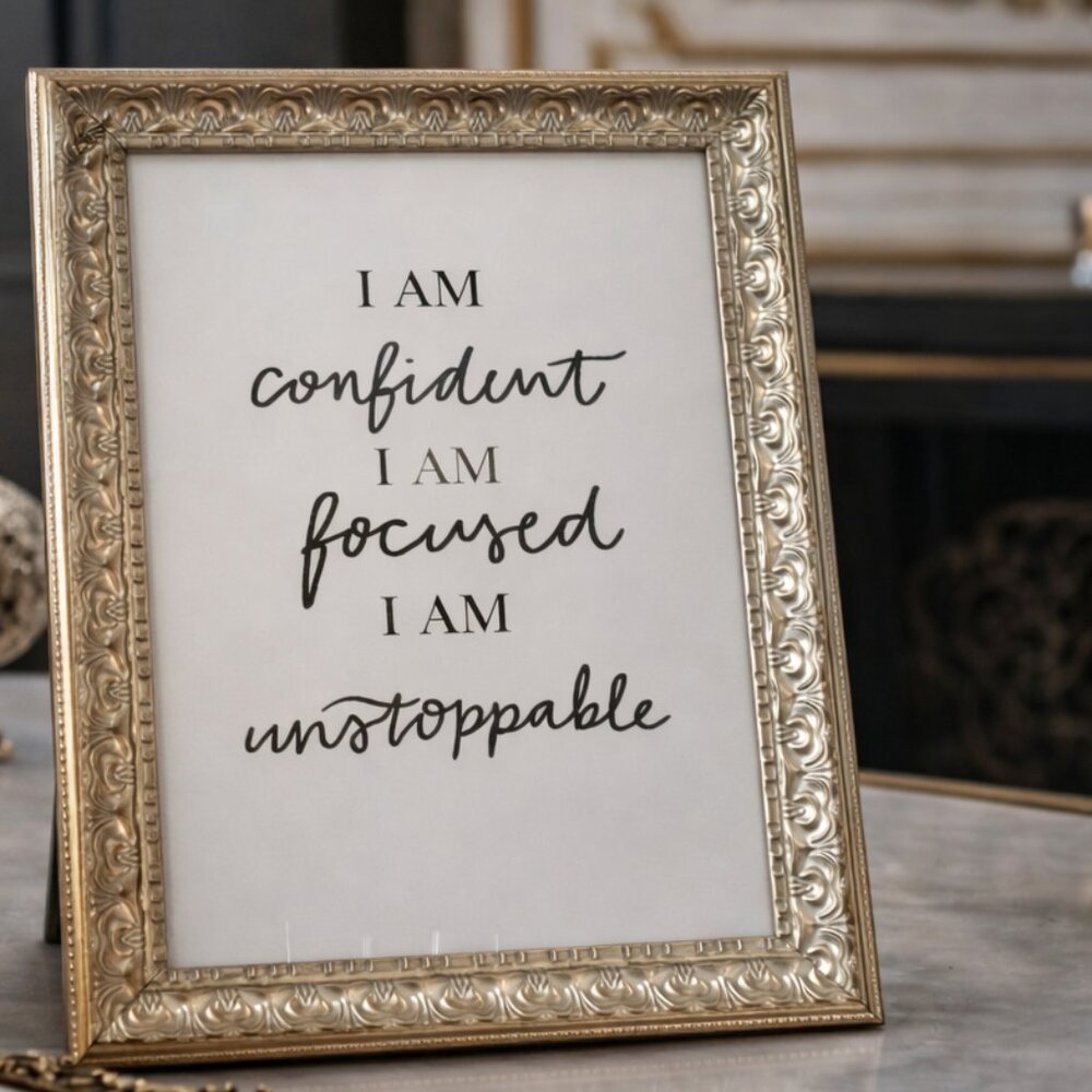 NWOT Antique Style Gold Tone Ornate Wall Art Positive Quote 12 x 16